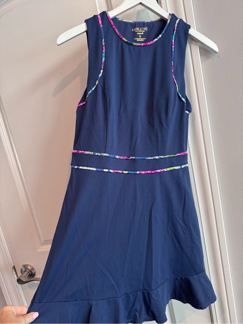 Lilly Pulitzer Navy Sleeveless Athletic Dress with Multicolor Trim